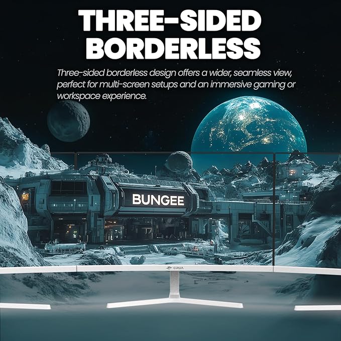 CRUA 24" Curved Gaming Monitor, 165Hz/200Hz Computer Monitor, FHD 1920x1080, 120% sRGB, AMD FreeSync, Blue Light Filter, for Gaming & Office, Wall Mountable- White