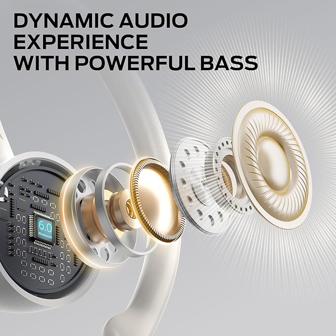 Monster N-Lite 216 Wireless Earbuds, Sports Ear Buds with Earhooks, ENC Noise Cancelling Mic,IPX6 Waterproof. Bluetooth 6.0 Headphones Stereo Bass Ear Buds 48H Playtime with LED Display White