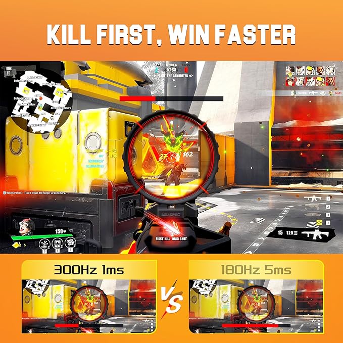 SANSUI 27 inch 1440p 300Hz 240Hz Gaming Monitor, WQHD Fast IPS 1ms Computer Monitor, FreeSync Premium | Brightness 400Nits | 130% sRGB | 10Bits | HDR | ErgoStand | VESA Mount | 2×DP 1.4 & 2×HDMI 2.1