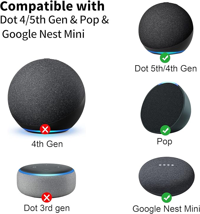 HomeMount Ultimate 3-in-1 Wall Mount for Echo Dot/Pop & Google Nest Mini - Space-Saving Solution with No-Drill Installation, Adjustable Support & Cable Management