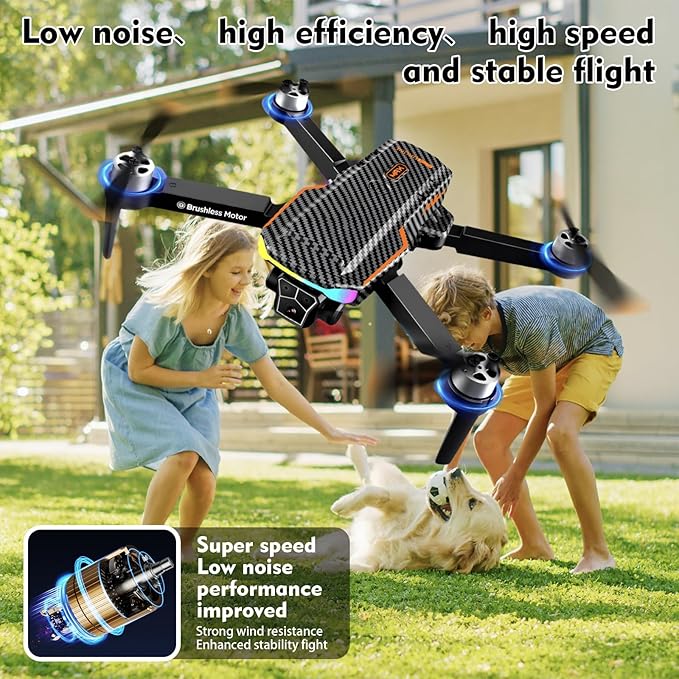 Drone with Camera for Adult Beginners and Kids,Foldable FPV,Brushless Motor,One Key Take Off/Land, Optical Flow Positioning, 360° Flip, Waypoint Fly,2Battery,Gift for adults,kids,beginners