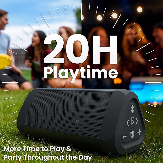 OontZ Ultra Bluetooth Speaker 5.4 | IPX7 Waterproof, 14W Enhanced Sound, 20-Hr Battery, 100ft Range, Deep Bass & Clear Audio, Durable Speaker for Pool, Beach, and Shower (Black)