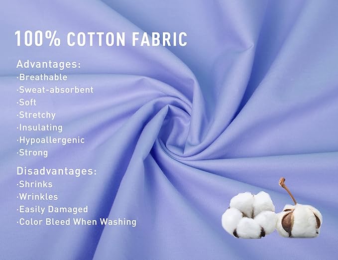 Sunflower Queen Pillowcases Set of 2, 100% Cotton Queen Size Pillow Cases 2, 20×30 inches Purplish Blue, Soft and Breathable