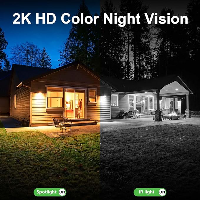 No WiFi Security Camera Outdoor Wireless, Cellular Security Cameras, Solar Camera Outdoor Wireless, 2K HD Color Night Vision, Motion Detection, 2-Way Talk, IP66 Waterproof, 2 Pack