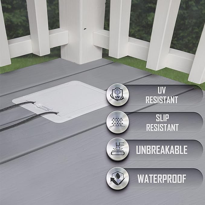 TayMac DOC320W Outdoor Comforts White In-Use Weatherproof Outlet Cover, Electrical Outlet Cover with Extension Cord Clamps for Duplex, Decorator, Outdoor Outlet Cover for Deck Box, White, 1 Gang