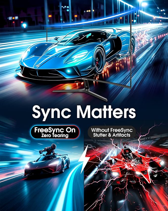 SANSUI 27 Inch Curved 240Hz Gaming Monitor FHD 1080P, 1500R Curve Computer Monitor, 130% sRGB, 4000:1 Contrast, HDR, FreeSync, MPRT 1Ms, Low Blue Light, HDMI DP Ports, Metal Stand, DP Cable Incl.