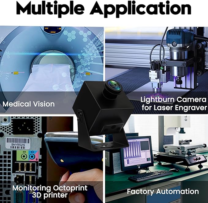 48MP USB Camera 8K Webcam 6000P Ultra HD Cam with 200Degree Wide Angle Fisheye Lens PC Computer Lightburn for Laser Engraver Plug and Play for Document Scanning Face Recognition