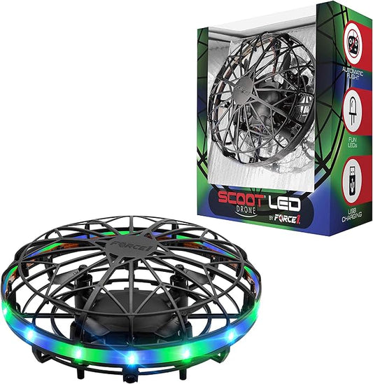 Force1 Scoot LED Hand Operated Drone for Kids or Adults - Hands Free Motion Sensor Mini Drones, Easy Indoor Flying Orb Ball Small UFO Toy for Boys and Girls (Green/Blue)