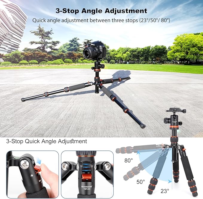 Koolehaoda Mini Desktop Tripod Aluminum Portable Camera Tripod 7"-25" Adjustable Desk Tripod with 360° Ball Head, 1/4" Quick Shoe Plate for DSLR Camera Video Camcorder, Load up to 22lbs /10kg
