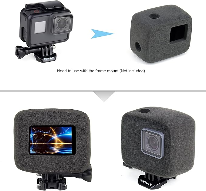 2-Pack Windslayer Housing Frame Case Wind Cover for GoPro Hero 7 6 5 Black Reduces Wind Noise for Optimal Audio Recording