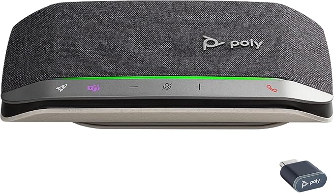 Poly Sync 20+ Personal Portable Bluetooth Speakerphone (Plantronics) – Noise/Echo Reduction – USB-C Bluetooth Adapter - Works w/Teams (Certified), Zoom, PC, Mac, Mobile – Amazon Exclusive