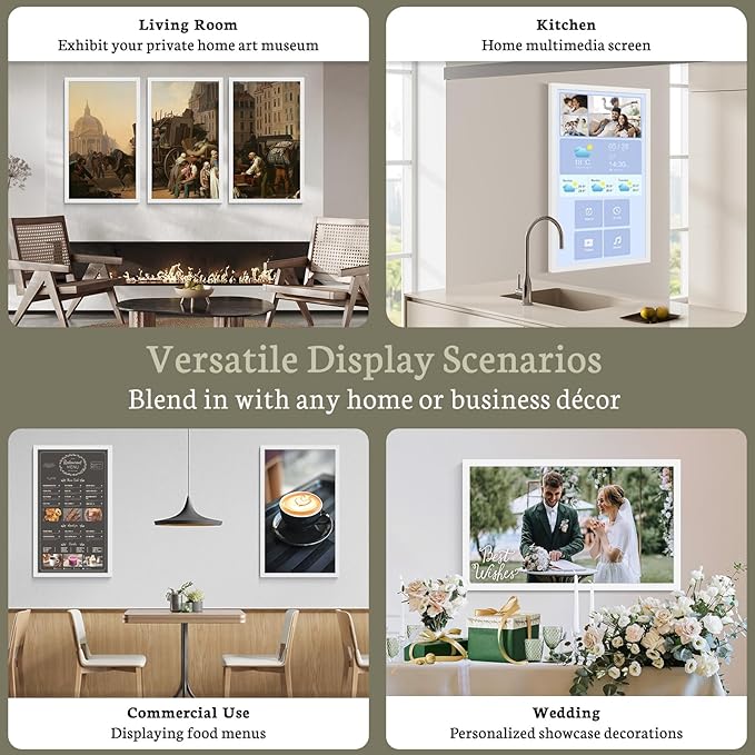 BSIMB Large Digital Picture Frame 27 Inch, 1920x1080 FHD WiFi Digital Photo Frame Electronic 32GB Display, Wall Mount Included, Share Pictures/Videos via App Easy Setup Gifts for Mom(Non-Touch), White