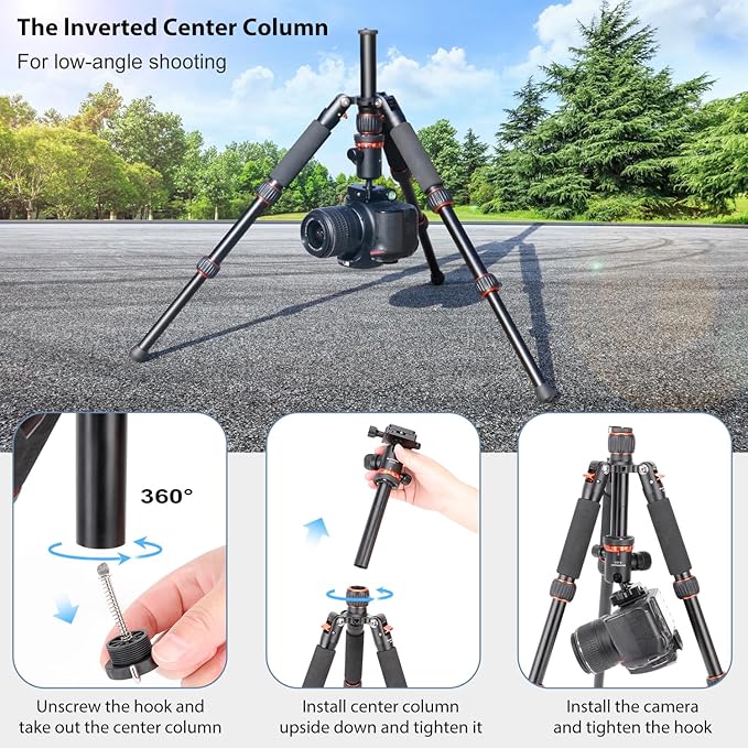 Koolehaoda Mini Desktop Tripod Aluminum Portable Camera Tripod 7"-25" Adjustable Desk Tripod with 360° Ball Head, 1/4" Quick Shoe Plate for DSLR Camera Video Camcorder, Load up to 22lbs /10kg