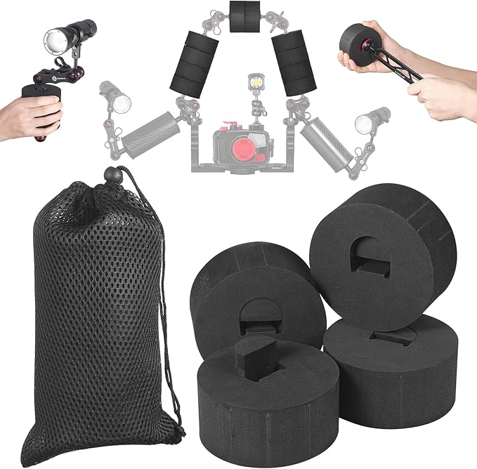 4Pcs Underwater Camera Buoyancy Float Kits, Buoyancy Provided 175g*4, Diameter 3.15", Thickness 1.5", Aquatic Arm Float Kit for Seafrogs/nitescuba/Starbea Floating Arms Diving Tray