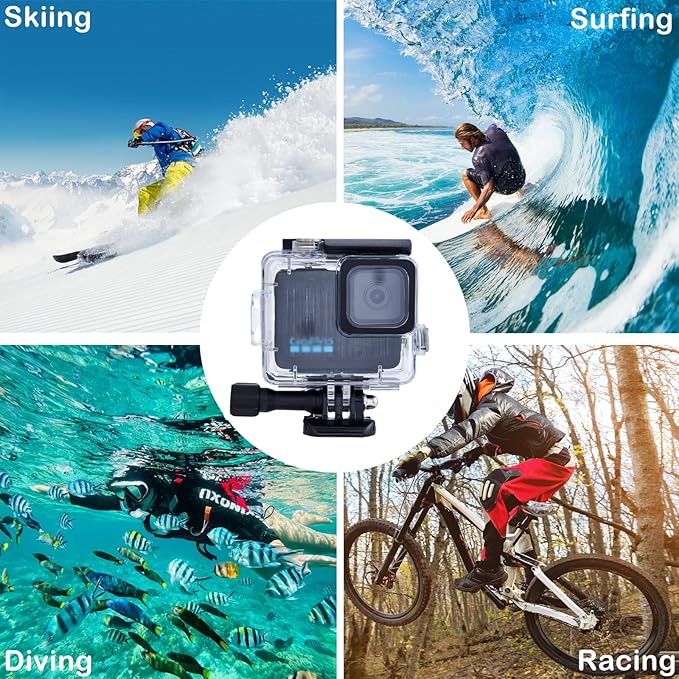 196FT/60M Waterproof Case for Go Pro Hero 4K, Underwater Diving Protective Housing Shell for Go Pro Hero 4K Compact Action Camera with Mount Hero 4K Accessories Kit