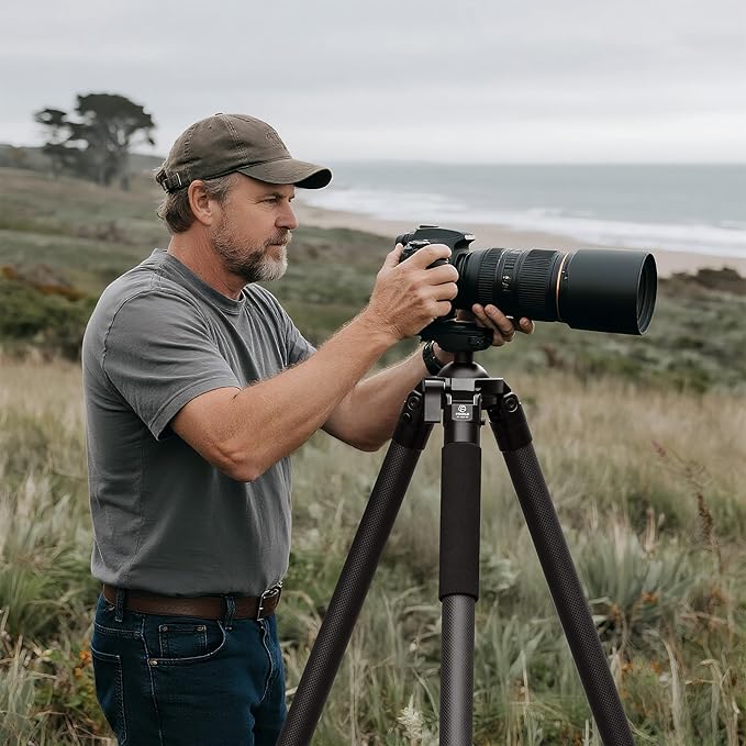 FANAUE HT-3630-65 Carbon Fiber Tripod with 65mm Ball Head – 360° Rotation, ARCA-Swiss Quick Release – 30KG Load, Lightweight & Heavy Duty,Photography, Hunting & Outdoor Activities