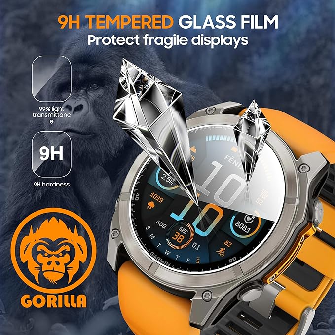 4 Pack Compatible with Garmin Fenix 8 51mm Tempered Glass Screen Protector,for Garmin Fenix 8 51mm Screen Protector Precise Fit,9H Hardness Scratch Resistance