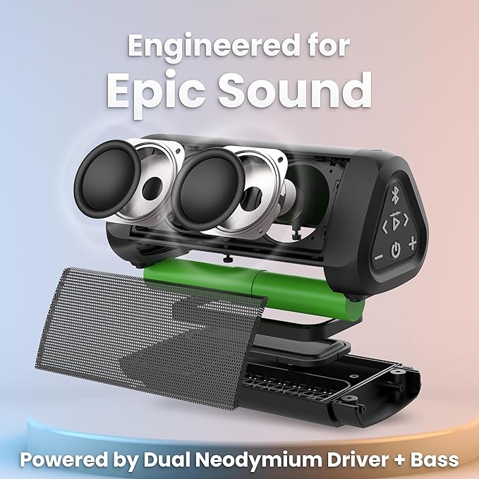 OontZ Ultra Bluetooth Speaker 5.4 | IPX7 Waterproof, 14W Enhanced Sound, 20-Hr Battery, 100ft Range, Deep Bass & Clear Audio, Durable Speaker for Pool, Beach, and Shower (Black)