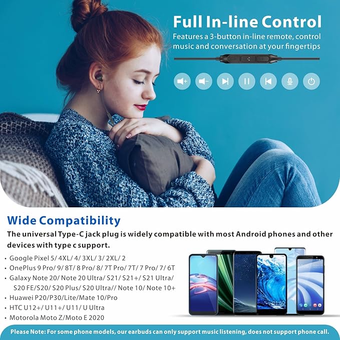 Hearprotek 2 Pairs Sleep Earbuds, USB c Earphones Headphones with Microphone-Silicone Noise Isolation Type c Earbuds Sleep Buds for Android Phone,Ideal for Sleeping, Snoring, Relaxation, Air Travel