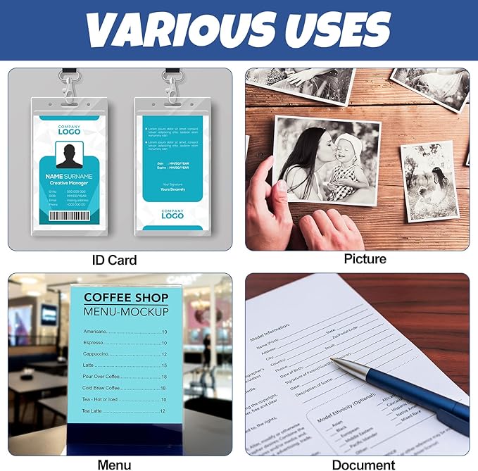 100 Pack Thermal Laminating Pouches 10 Mil Clear Laminating Sheets Plastic Laminating Paper Hot Glossy Laminator Pouches Office Laminating Supplies for Letter Photo Card ID Badge, 9 x 11.5 Inches