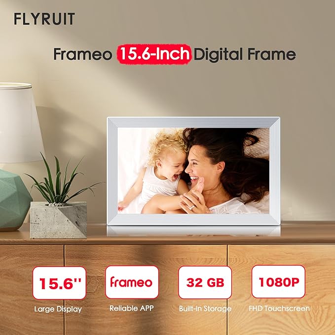 Digital Picture Frame, Frameo 15.6 inch Large Digital Photo Frame WiFi, 1920*1080 IPS FHD Touchscreen, 32GB Storage, Instant Share Pictures Video, Photo Frame Electronic, House Warming, Gift for Mom