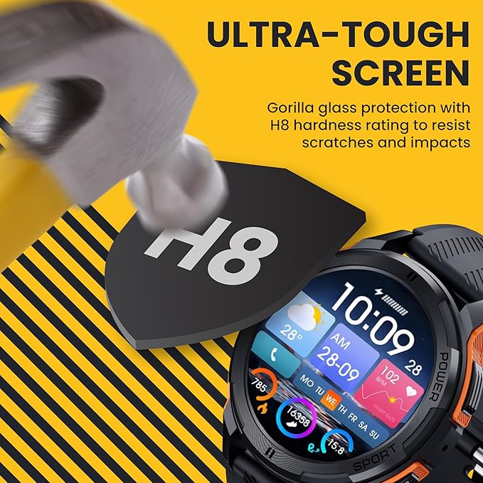 Rugged Smart Watch for Men, Foreman Smartwatch, Waterproof Digital Watch for The Toughest Jobs, with Fitness Trackers, Heart Rate Monitor, IP68, Pedometer, Workout Modes and More