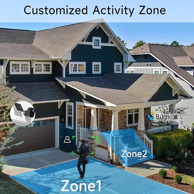 4pcs Wireless Security Cameras Outdoor,5G/2.4G Solar Cameras, 2K Battery Powered Surveillance Cameras for Outdoor Use, Color Night Vision, AI Detection, 2-Way Talk, IP65, SD/Cloud, Works Alexa