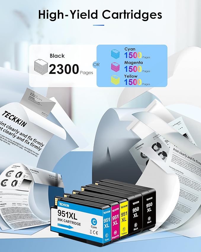 950XL 951XL Combo Pack 5-Pack Compatible for High Yield HP 950 951 Ink Cartridges Combo Pack Work with HP OfficeJet Pro 8600 8610 8620 8100 8630 8660 8640 8615 76DW 251DW (5P, 3 Color 2 Black)