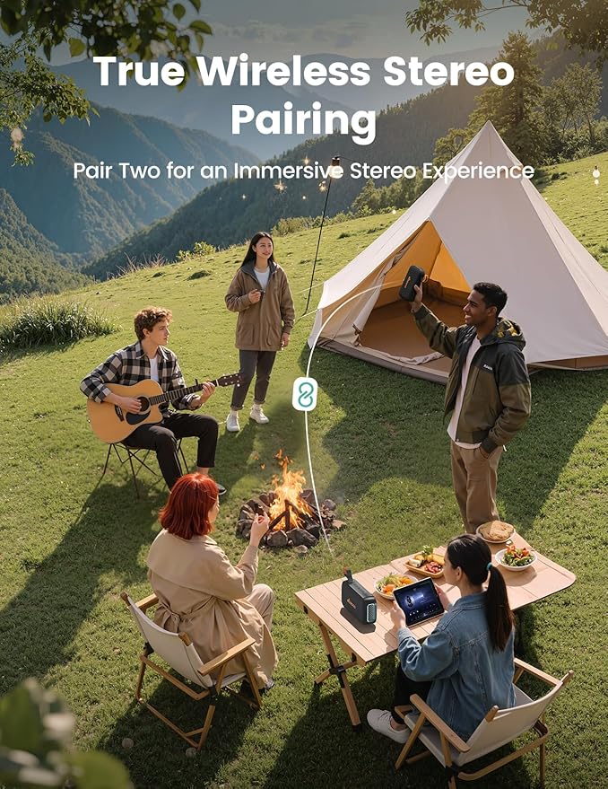 Portable Bluetooth Speaker Wireless: White Elephant Gifts Stocking Stuffers for Adults/Men/Teens, 30H Playtime, Powerful Bass, RGB Lightshow, IPX5 Water Resistant, Beach Vacation Essentials, Black