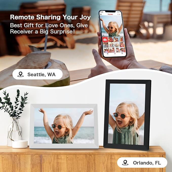 Digital Picture Frame WiFi, 15.6 Inch Frameo Digital Photo Frame, 32GB Memory, 1920*1080 IPS HD Touch Screen, Auto-Rotate, Share Pictures Video Instantly, Gift for Mom, Wedding, Birthday, Anniversary