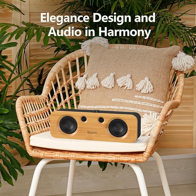 DOSS SoundBox H200 50W Home Bluetooth Speaker with Dual 3.5-Inch Woofers, Two 1-inch Tweeters, 35H Playtime, TWS, Sustainable Materials, BT 5.3, Wireless for Record Player/Computer/TV-Black