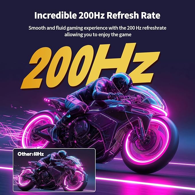 ZZA 24 Inch Gaming Monitor,200HZ|144HZ Computer Monitors,CP Screen FHD 1080P,Curved Monitor 99% sRGB,FreeSync,AMD FreeSync,Blue Light Filter,Gaming & Office,Wall Mountable