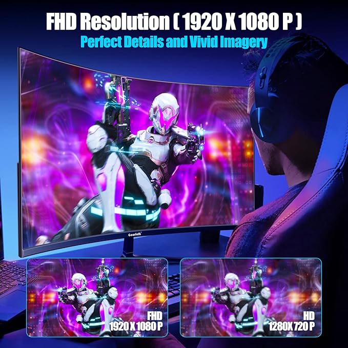 27 inch Curved Gaming Monitor,144Hz/180Hz PC Monitor Full HD 1080P, Frameless 1800R Computer Display with FreeSync & Eye-Care Technology, Wall Mountable, DP, HDMI Port (Black)