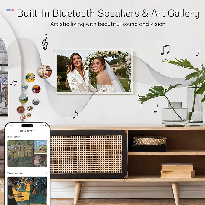 NexFoto Touchscreen Digital Picture Frame Large 21.5 Inch, FHD WiFi Digital Photo Frame 64GB, Add Photos from Google Photos, Upload via App/USB/Micro SD, Gifts for Wedding, Housewarming, White