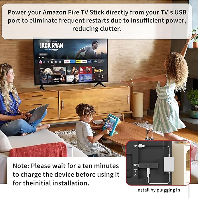 USB Power Cable Compatible with Fire TV Stick 4K Max,Chromecast,Powers Streaming Video Player and Other Micro/USB C TV Sticks(Eliminates Messy Wiring and The Need for AC Adapter) White
