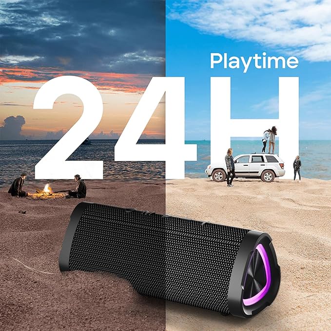 Vanzon Bluetooth Speakers, V40 Wireless Portable Bluetooth Speaker with TWS Dual Pairing, 24W Stereo Sound and 24H Playtime, IPX7 Waterproof Bluetooth Speaker for Home and Outdoor