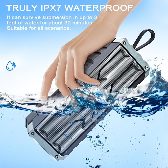 comiso Bluetooth Speaker 5.3, IPX7 Waterproof Portable Bluetooth Speaker Bluetooth Wireless with 20W Stereo Sound, 24H Playtime, Small Speakers with Deep Bass for Home, Outdoor, Beach, Travel