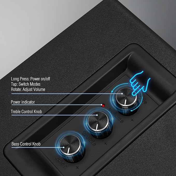 Computer Speakers for Desktop PC, Active Bookshelf Speaker with 3‘’ Carbon Fiber Woofer and Silk Film Tweeter ,Supports Bluetooth 5.3, USB-C, AUX/RCA Input for Record Player TV - Black Stereo Set