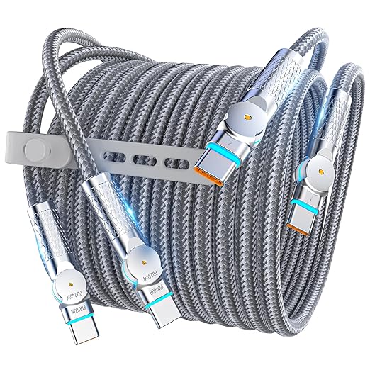 USB C to USB C Cable 6.6ft,240W 2-Pack Braided 180°Rotating Type C Charging CableFast Charge for iPhone 16/16Pro/16Plus/16ProMax,MacBook Air,iPad Pro,Pixel,Samsung Galaxy S23/S24 Ultra-Light Grey