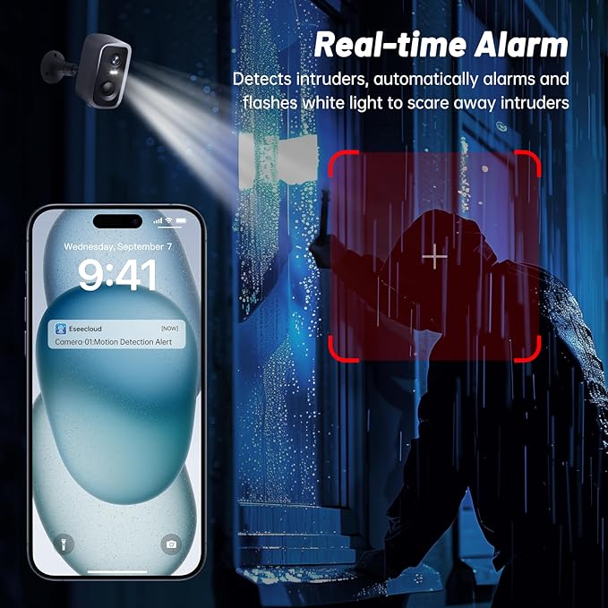 Security Cameras Wireless Outdoor 2 Pack, 2K Battery Powered Cameras for Home Security EseeCloud, 2.4G WiFi Surveillance Indoor AI Motion Detection Color Night Vision 2-Way Talk Waterproof