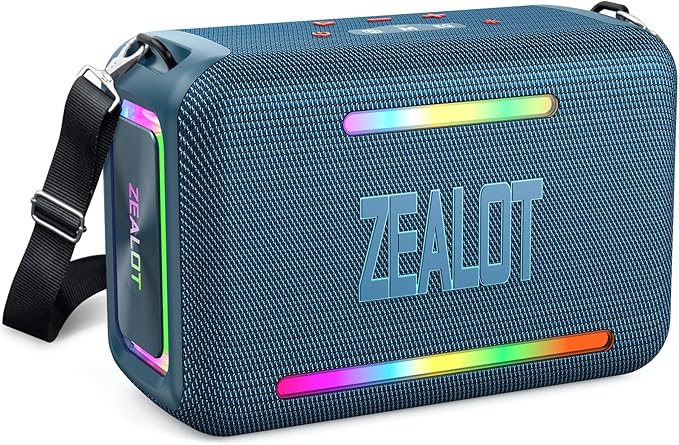 ZEALOT Bluetooth Speaker, 120W Loud Wireless Speakers IPX6 Waterproof Bluetooth Subwoofer Speaker with LED Light, Custom EQ, 40H Playtime, Portable Speakers for Outdoor, Party