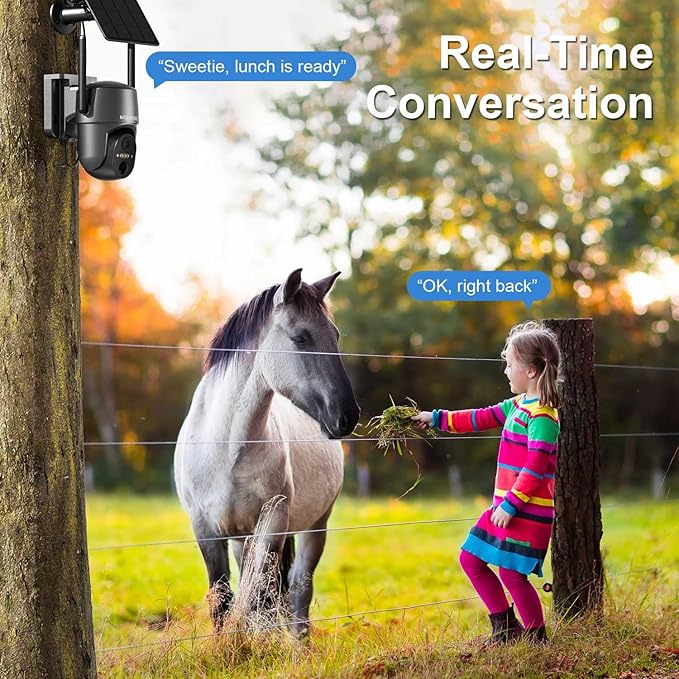 No WiFi Security Camera, 4G LTE Cellular Security Cameras Wireless Outdoor, Solar Outdoor Camera Wireless, 2K Color Night Vision, Motion Alert, Playback, SIM Included, 2-Way Talk (2 Pack)