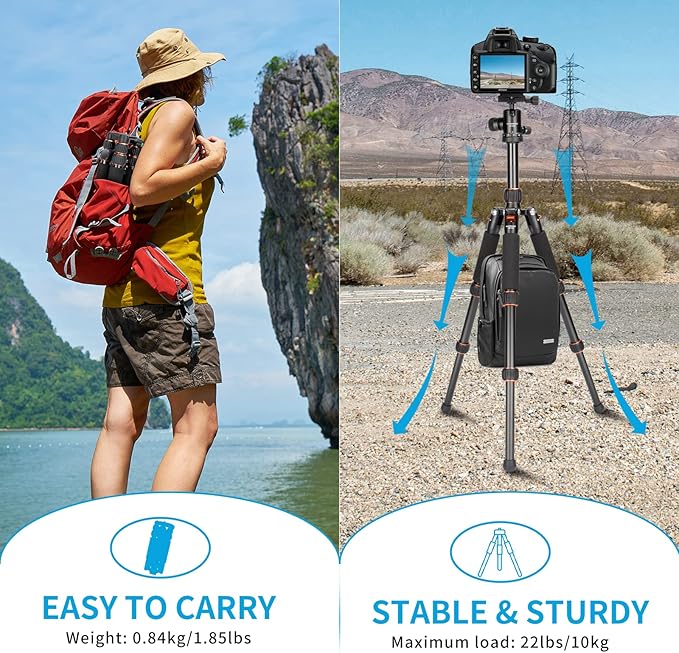 Koolehaoda Mini Desktop Tripod Aluminum Portable Camera Tripod 7"-25" Adjustable Desk Tripod with 360° Ball Head, 1/4" Quick Shoe Plate for DSLR Camera Video Camcorder, Load up to 22lbs /10kg