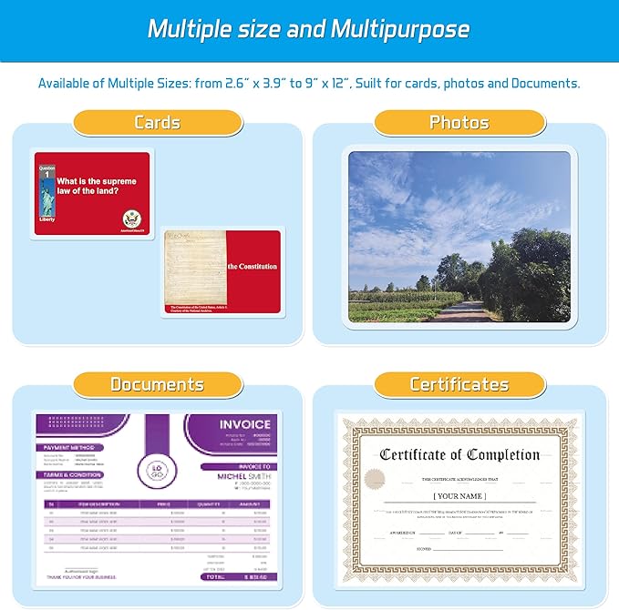 Self-Sealing Laminating Pouches, 2.6" x 3.9" for Business Cards and Bridge Size Flash Cards, 20 Packs 18mil Adhesive Lamination Sheets, Waterproof, No Machine Needed