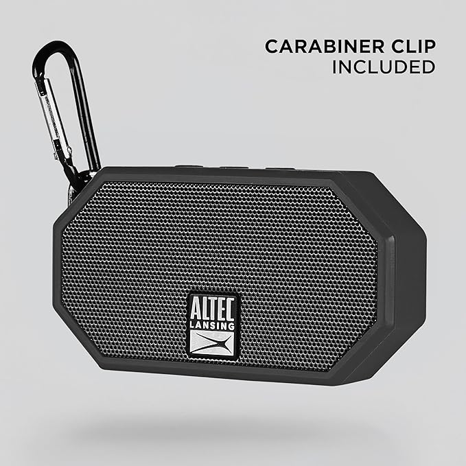 Altec Lansing Mini H2O - Waterproof Bluetooth Speaker, IP67 Certified & Floats in Water, Compact & Portable Speaker for Hiking, Camping, Pool, and Beach,Black
