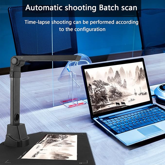 NetumScan 13MP Book Document Camera for Teachers, Multi-Language OCR Recognition by AI Technology, Foldable & Portable, Real-time Projection, Video Recording, Capture Size A3/A4-Windows,Mac OS,Linux