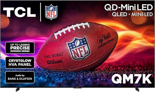TCL 98-Inch Class QM7K Series QD-Mini LED 4K UHD Google Smart TV Best Premium Mini-LED TV - QLED, 144hz, 288hz Gaming Rate, Anti-Reflective Screen, Bang & Olufsen Audio, Atmos (98QM7K, 2025 Model)