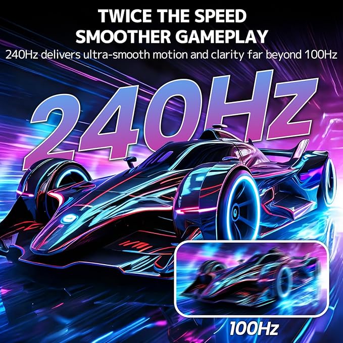 CRUA 32" Curved Gaming Monitor, 240Hz Full HD 1920×1080P VA Panel, 1800R Ultra-Wide Screen, 120% sRGB Color, AMD FreeSync, Low Blue Light, HDMI 2.0 & DP 1.4 Ports, Wall Mountable Installs-Black