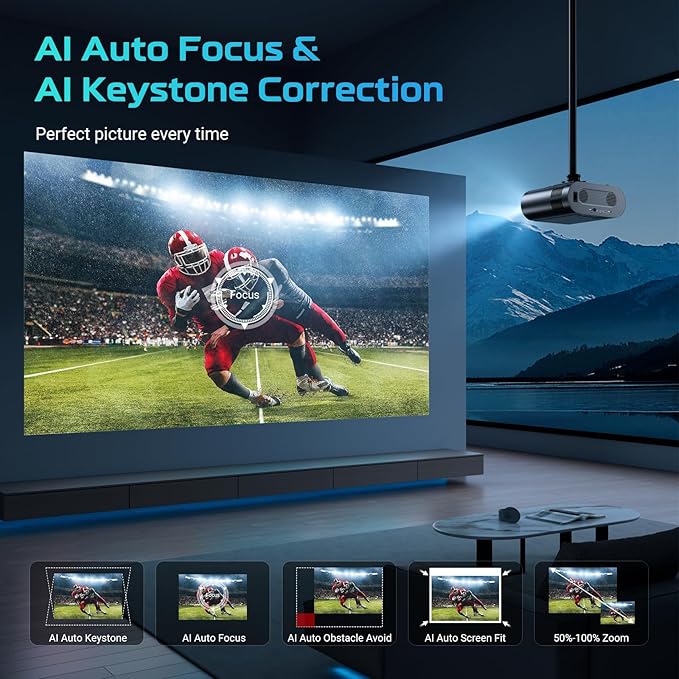 [Google TV/Voice Control]GooDee 4K UHD Smart Projector with WiFi and Bluetooth, Portable Movie Projector with Netflix / Prime Video / YouTube Built-in, Dolby Sound Home Theater for Indoor/Outdoor