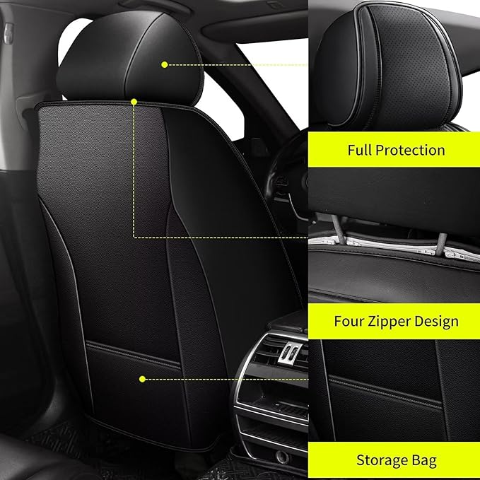 TTX Car Seat Covers Full Set Fit for Kia Sportage 2009-2026 Breathable Leather Seat Protector with Airbag Compatible Automotive 5 Seat Cushions Cover with Beautiful Patterns (Black)